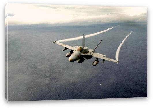 F/A-18 Hornet over the Pacific Fine Art Canvas Print