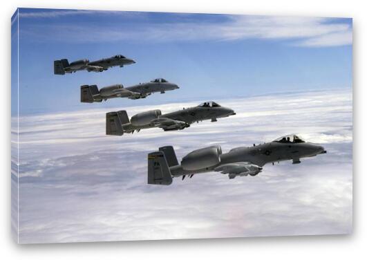 A-10 Thunderbolt II in formation Fine Art Canvas Print