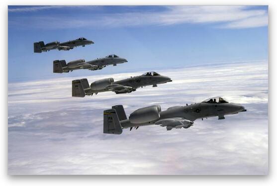 A-10 Thunderbolt II in formation Fine Art Metal Print