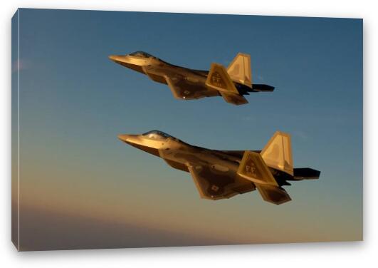 F-22A Raptors in formation Fine Art Canvas Print