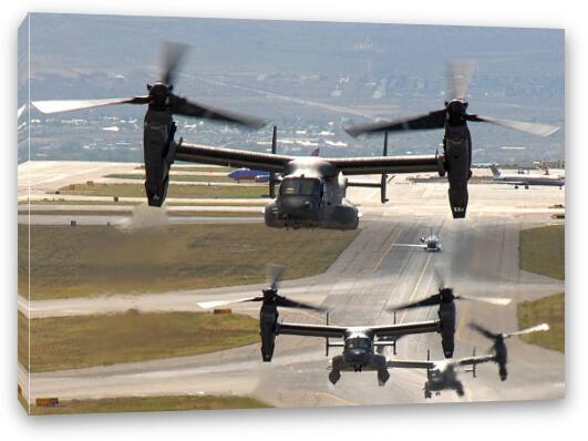 CV-22 Ospreys taking off Fine Art Canvas Print