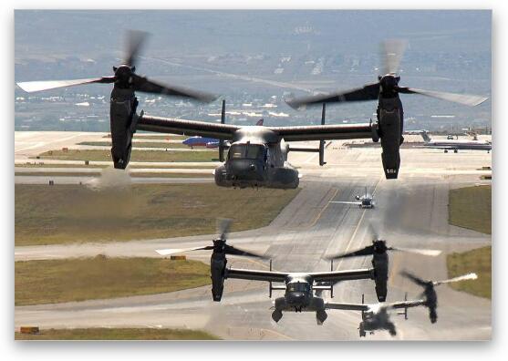 CV-22 Ospreys taking off Fine Art Metal Print