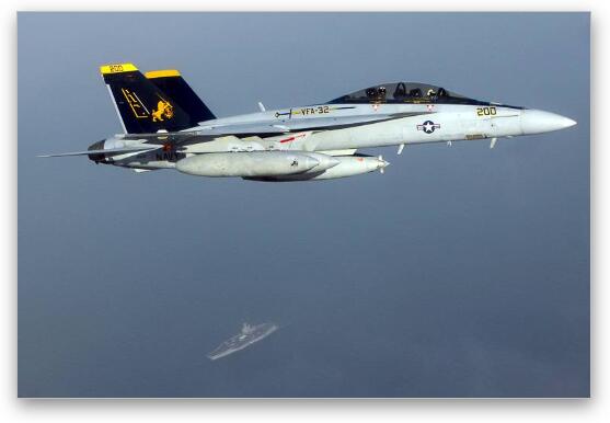 F/A-18F Super Hornet over Persian Gulf Fine Art Metal Print
