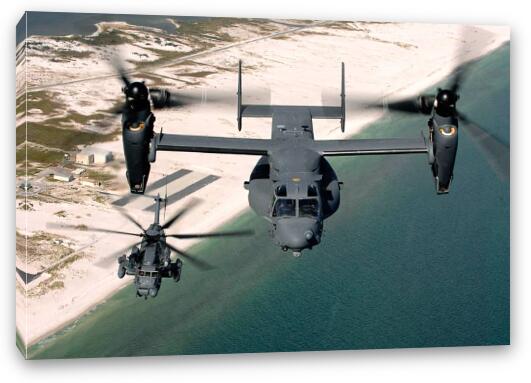 CV-22 Osprey and an MH-53 Pave Low Fine Art Canvas Print