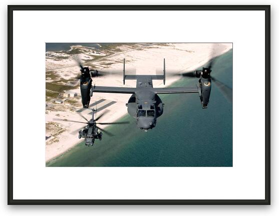CV-22 Osprey and an MH-53 Pave Low Framed Fine Art Print