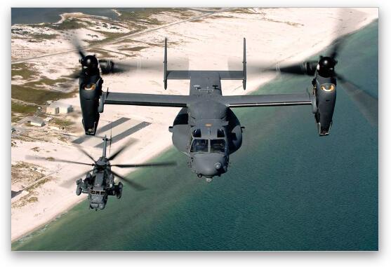 CV-22 Osprey and an MH-53 Pave Low Fine Art Metal Print