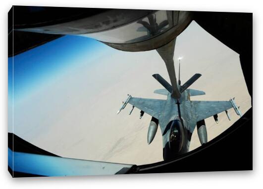 F-16 Falcon getting refueled Fine Art Canvas Print