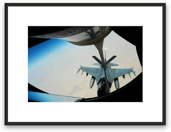 F-16 Falcon getting refueled Framed Fine Art Print