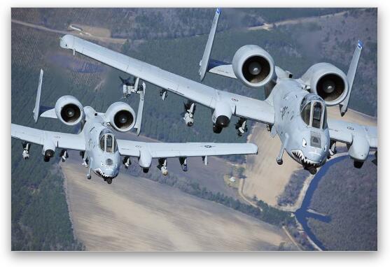 A-10C Thunderbolt II's in formation Fine Art Print