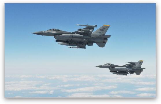F-16 Fighting Falcons Fine Art Metal Print