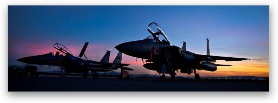 F-15E Strike Eagles at Dusk Fine Art Metal Print