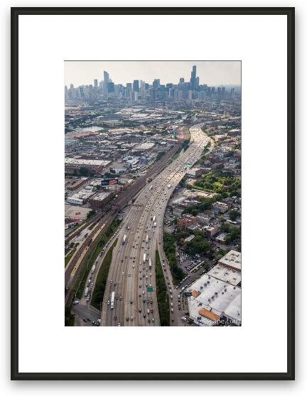 Kennedy Expressway and Chicago Skyline Framed Fine Art Print