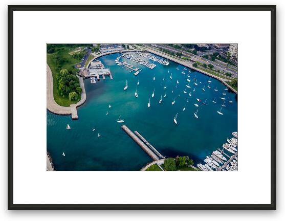 Belmont Harbor Aerial Framed Fine Art Print