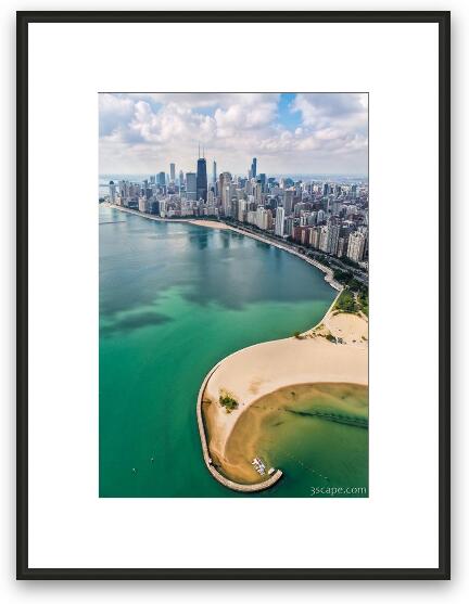 North Avenue Beach Chicago Aerial Framed Fine Art Print