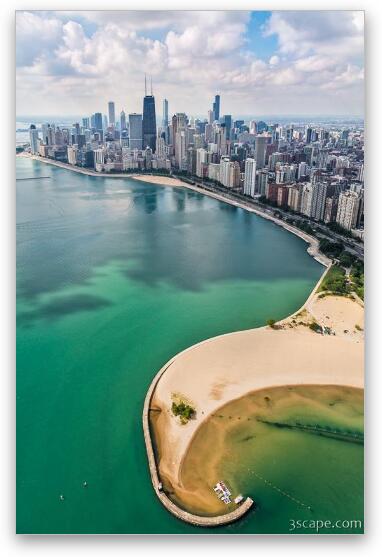 North Avenue Beach Chicago Aerial Fine Art Metal Print