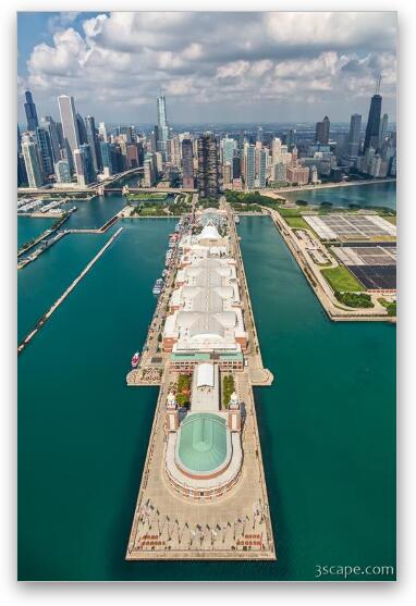 Navy Pier Chicago Aerial Fine Art Metal Print