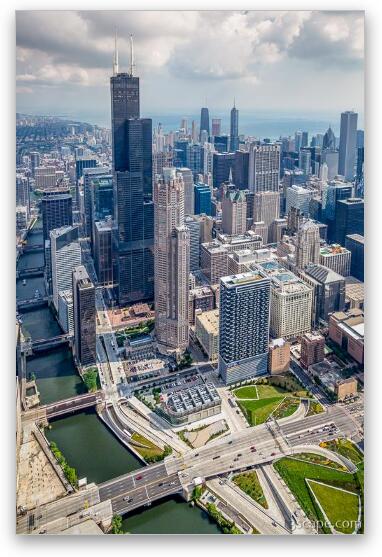 Chicago River and Willis Tower Fine Art Metal Print