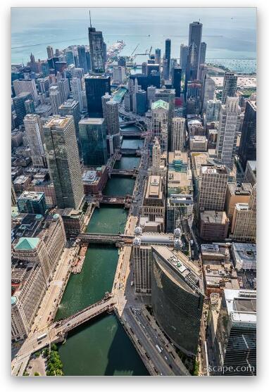 Chicago River Aerial Fine Art Metal Print