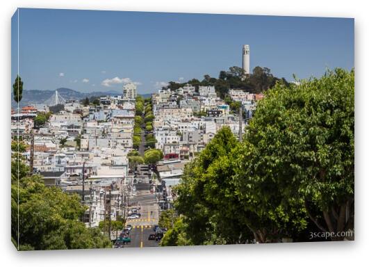 Lombard Street and Coit Tower on Telegraph Hill Fine Art Canvas Print