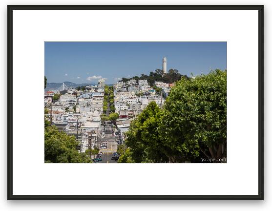 Lombard Street and Coit Tower on Telegraph Hill Framed Fine Art Print