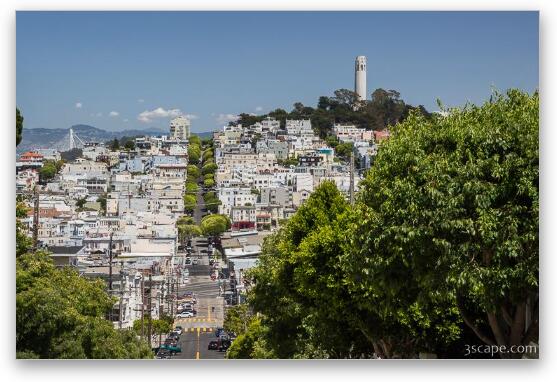 Lombard Street and Coit Tower on Telegraph Hill Fine Art Metal Print