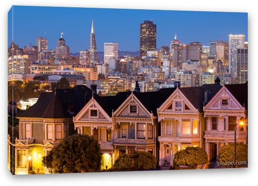 The Painted Ladies and San Francisco Skyline Fine Art Canvas Print