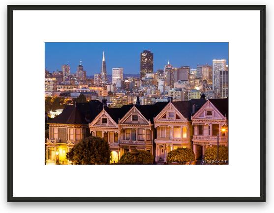 The Painted Ladies and San Francisco Skyline Framed Fine Art Print