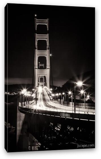 Golden Gate Bridge Traffic at Night Fine Art Canvas Print