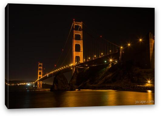 Golden Gate Bridge at Night Fine Art Canvas Print