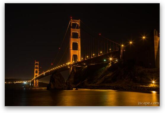Golden Gate Bridge at Night Fine Art Metal Print