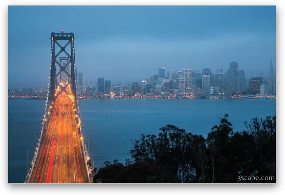 Bay Bridge and San Francisco Skyline Fine Art Metal Print