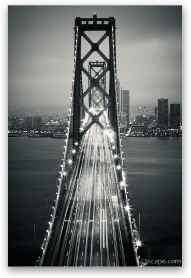 San Francisco-Oakland Bay Bridge BW Fine Art Metal Print