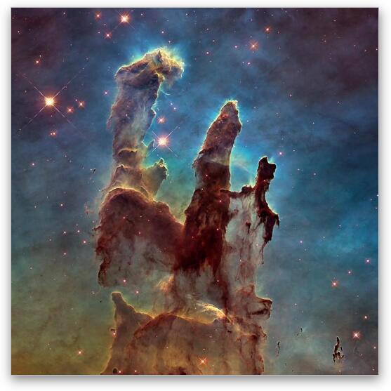 Hubble Pillars of Creation HD Square Fine Art Metal Print