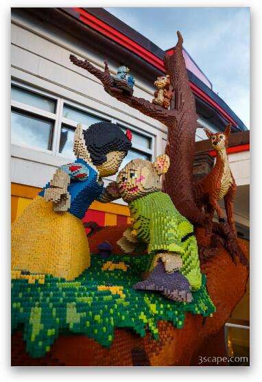 Snow White scene at Lego store Fine Art Metal Print