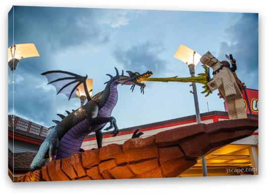 Snow White dragon scene at Lego store Fine Art Canvas Print