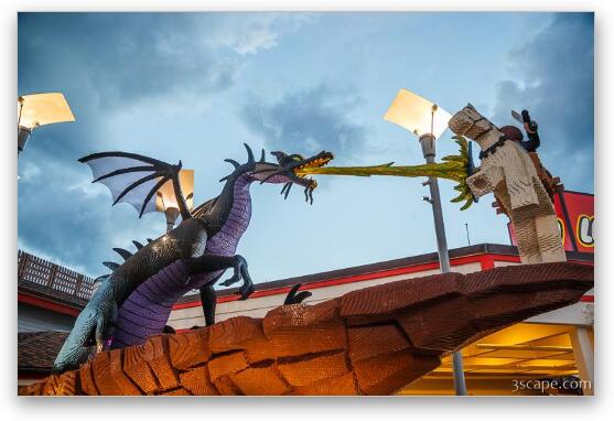 Snow White dragon scene at Lego store Fine Art Metal Print