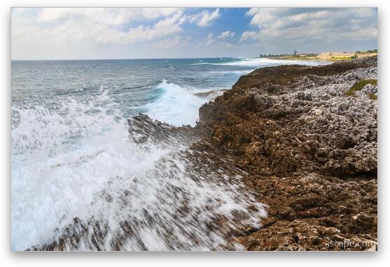 Rough waves at Grand Cayman blow holes area Fine Art Metal Print